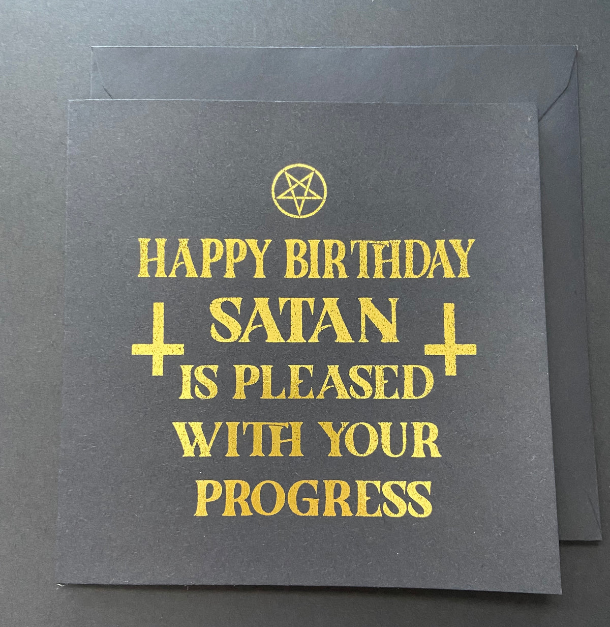 Satan is pleased with your progress birthday card