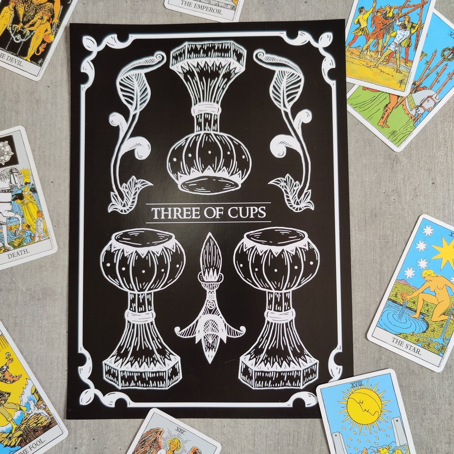 Three of Cups A4 Print
