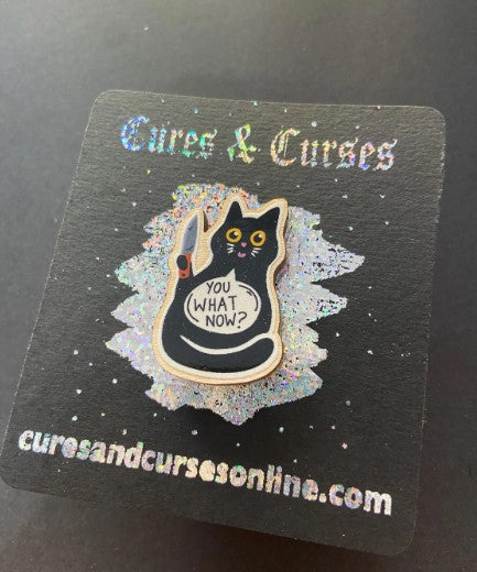 Black Cat Wooden pin | I Hate Everyone