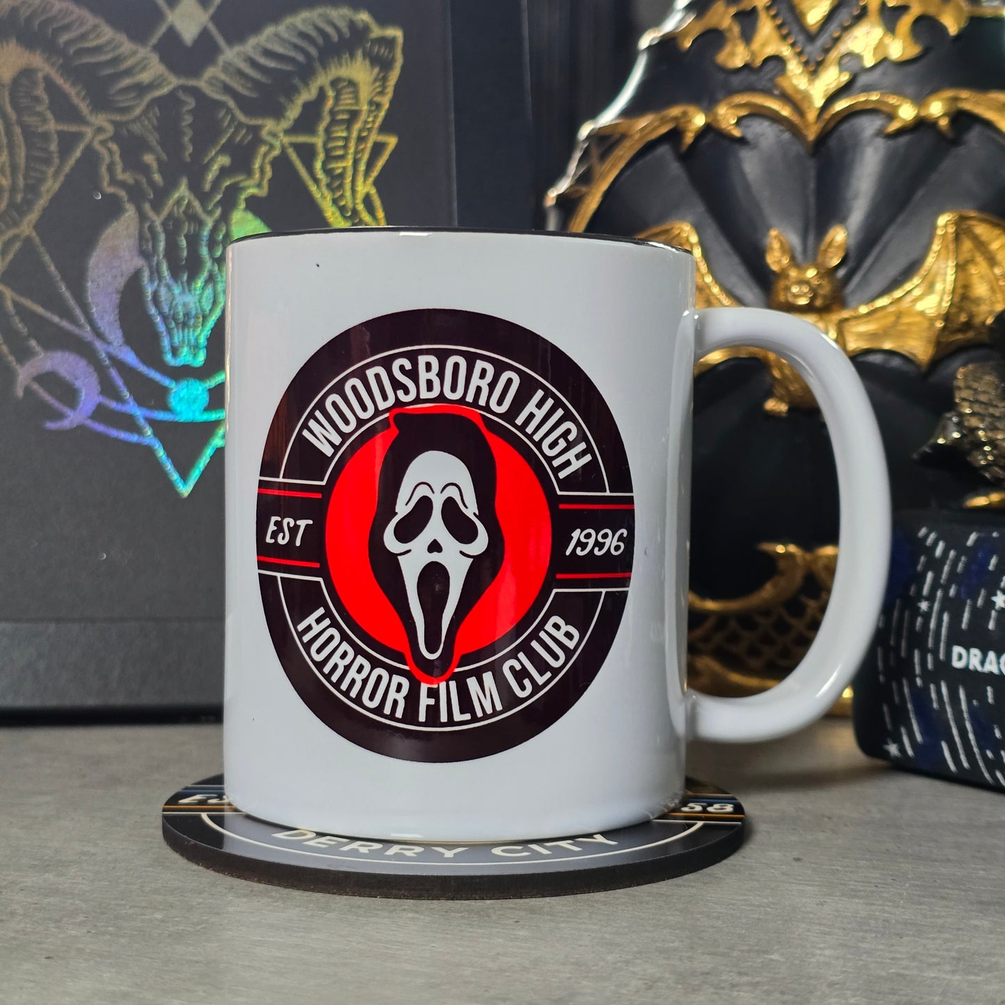 Ghostface Scream Woodsboro High | Horror Scary Film | Mug & Coaster set 11oz Mug