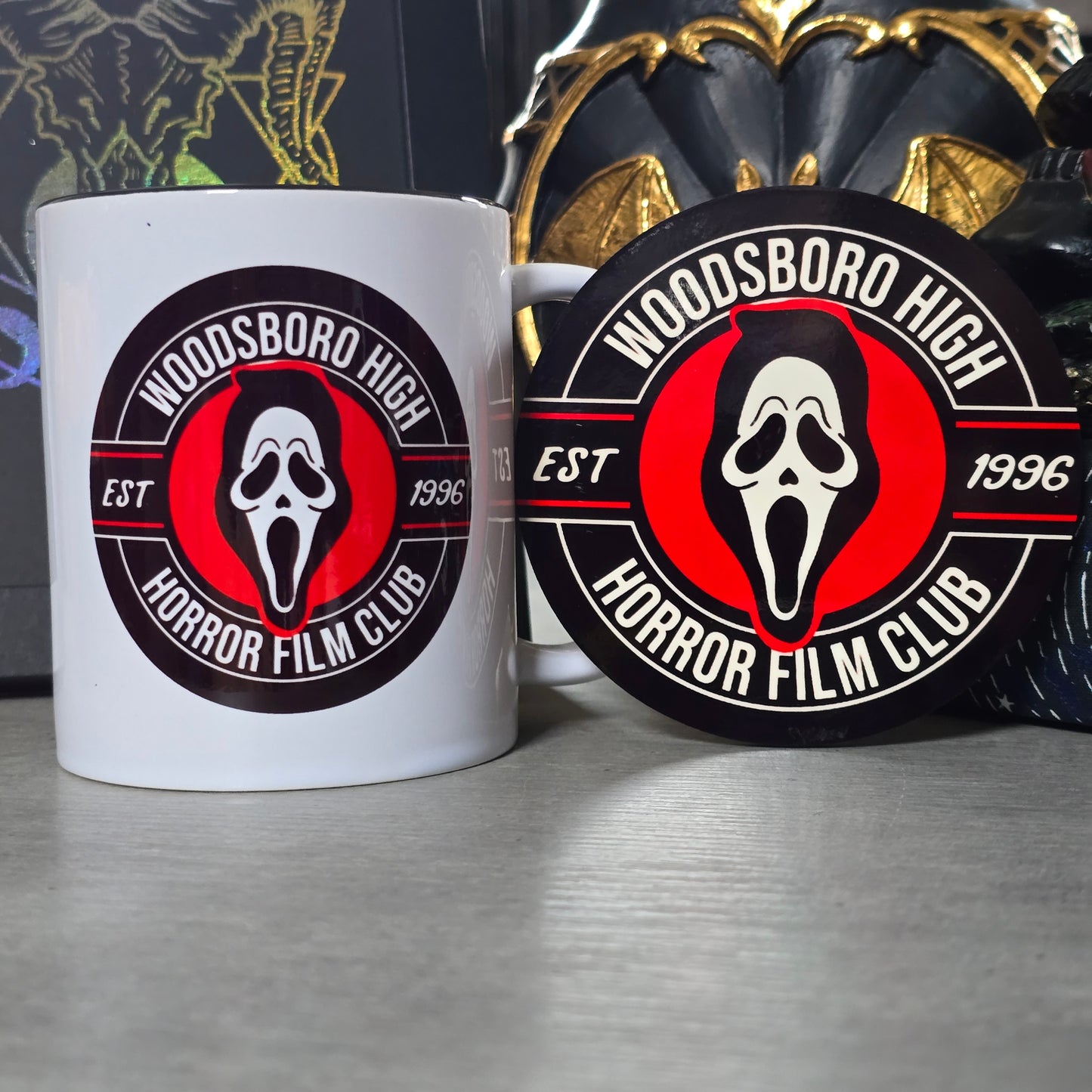 Ghostface Scream Woodsboro High | Horror Scary Film | Mug & Coaster set 11oz Mug