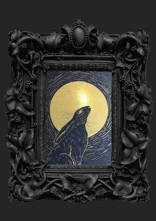 Ostara Moon Gold Foiled Print || Pagan / Wicca celebration A4/A5 - Easter, Goth Décor, Wiccan Print, Wicca