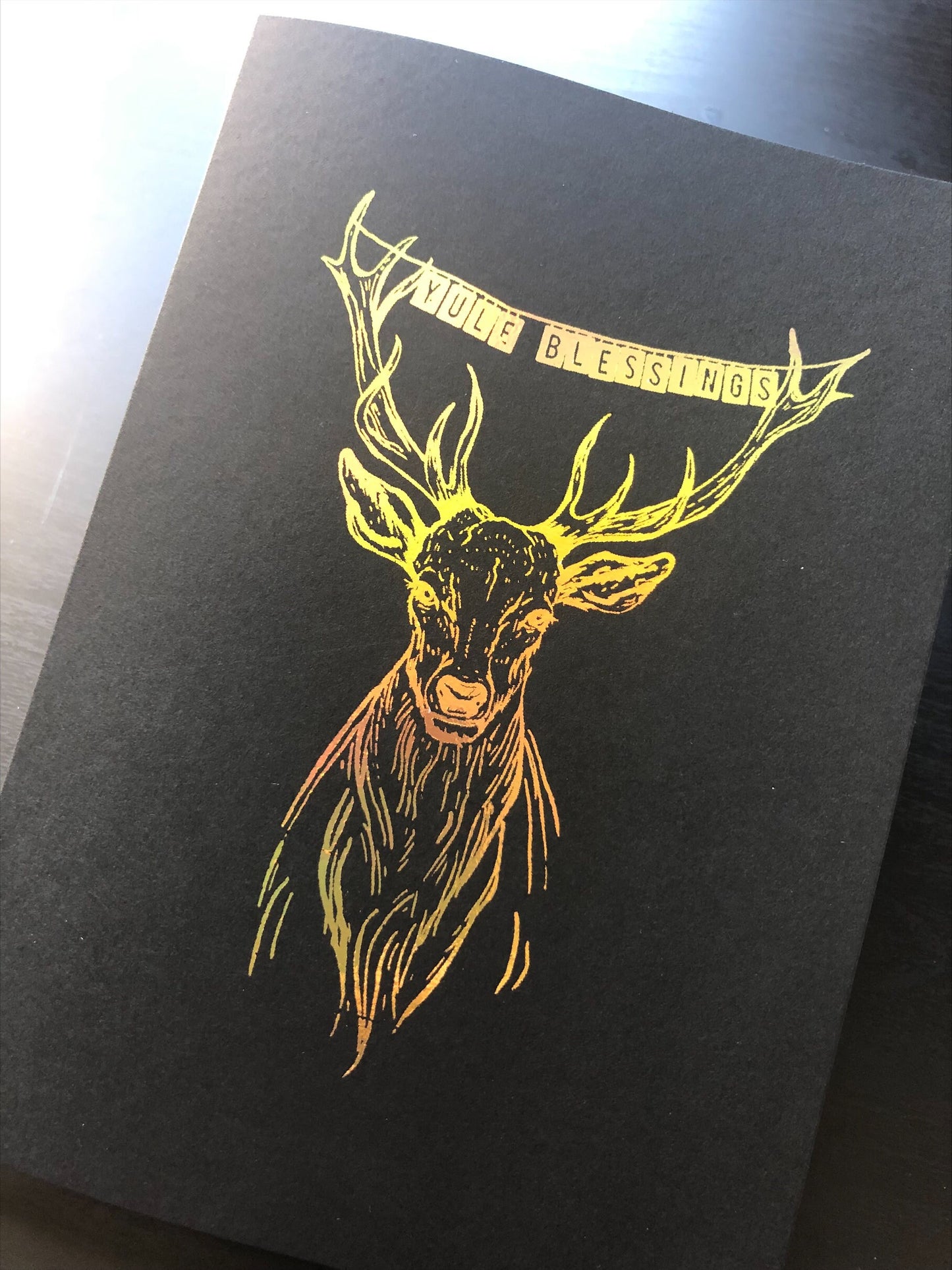Yule cards - 2 pack | Stag & Yule Wicca Wreath | Pagan Xmas cards