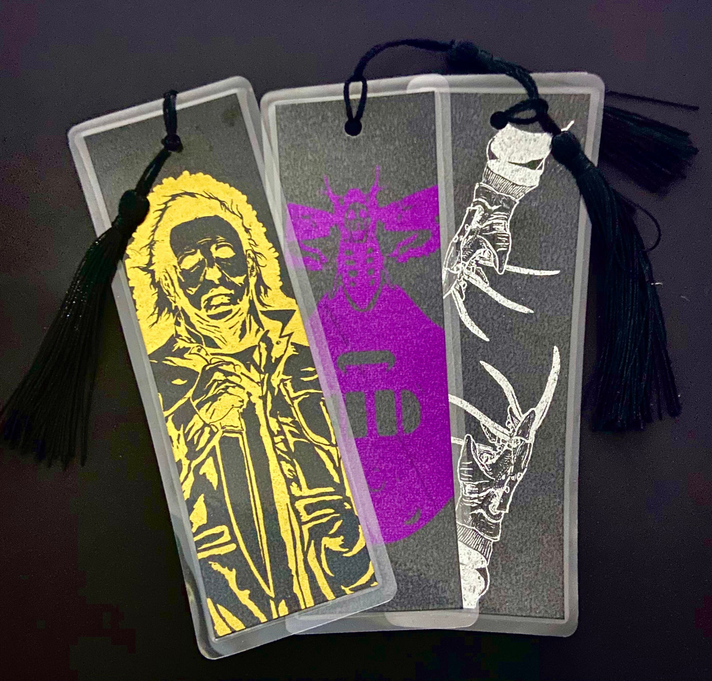 Horror Theme Bookmark Bundle 3 PACK | Horror Movies Inspired Bookmark Collection | Halloween| Handmade Bookmarks | Laminated | Bookworm Gift