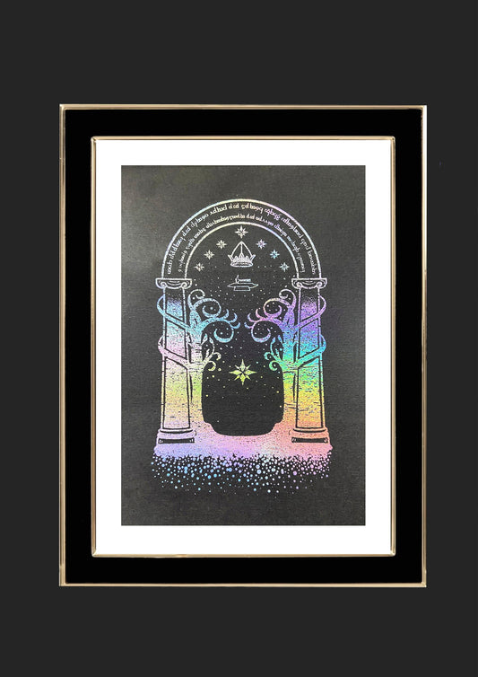 LOTR Doors of Durin FanArt Foiled Print | Fantasy Art | Magic Gates